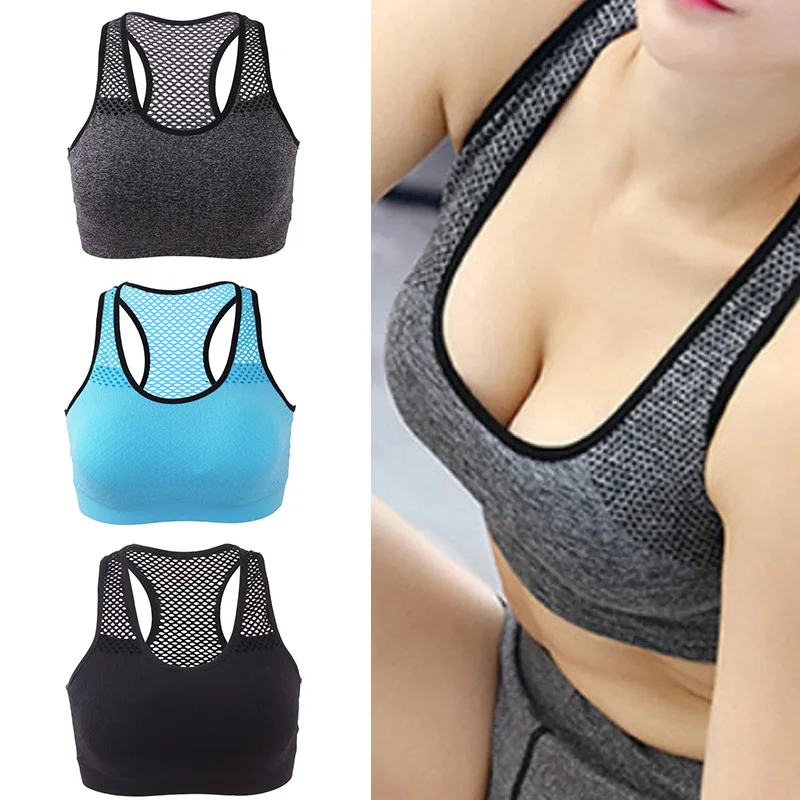 Quick Dry Mesh Sports Bras For Women Wireless Push Up Sports Bra Top