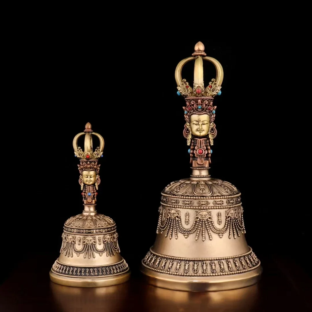 Nepalese craftsmanship Tibetan pure copper three-color five-stranded diamond bell pestle Vajra pestle exquisite workmanship, cle 2