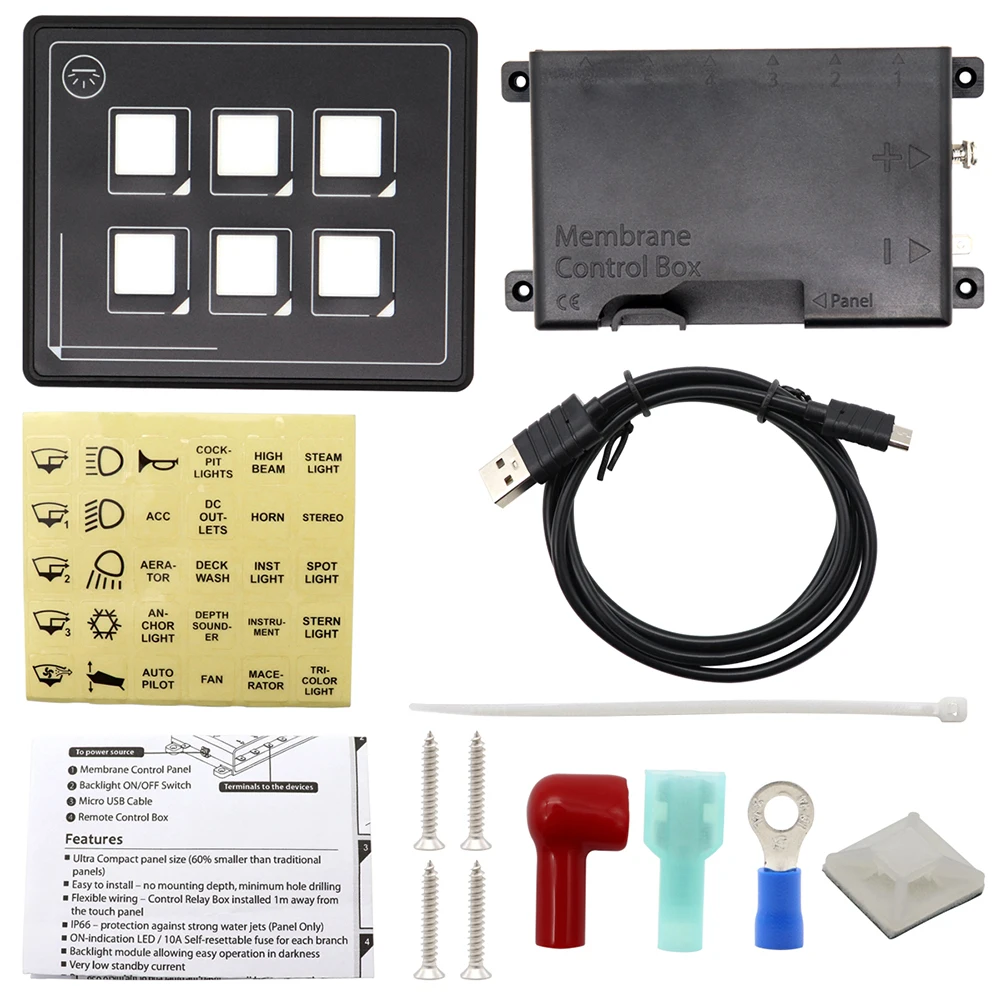 컨트롤패널 스위치 패널 LED 라이트 디스플레이, 6P RV 터치 멤브레인, IP67 방수, 자동차 전자 액세서리