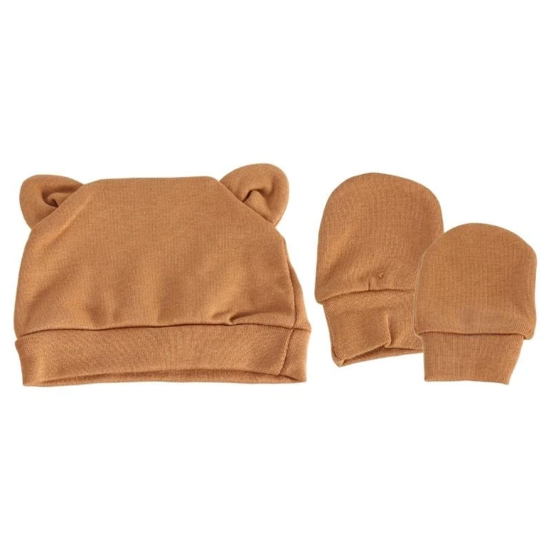 L5BB Neugeborenen Babyhut mit Handschuhen Herbst Winter warm warmes Baumwollkinder Kinder Kinder – Detail 9