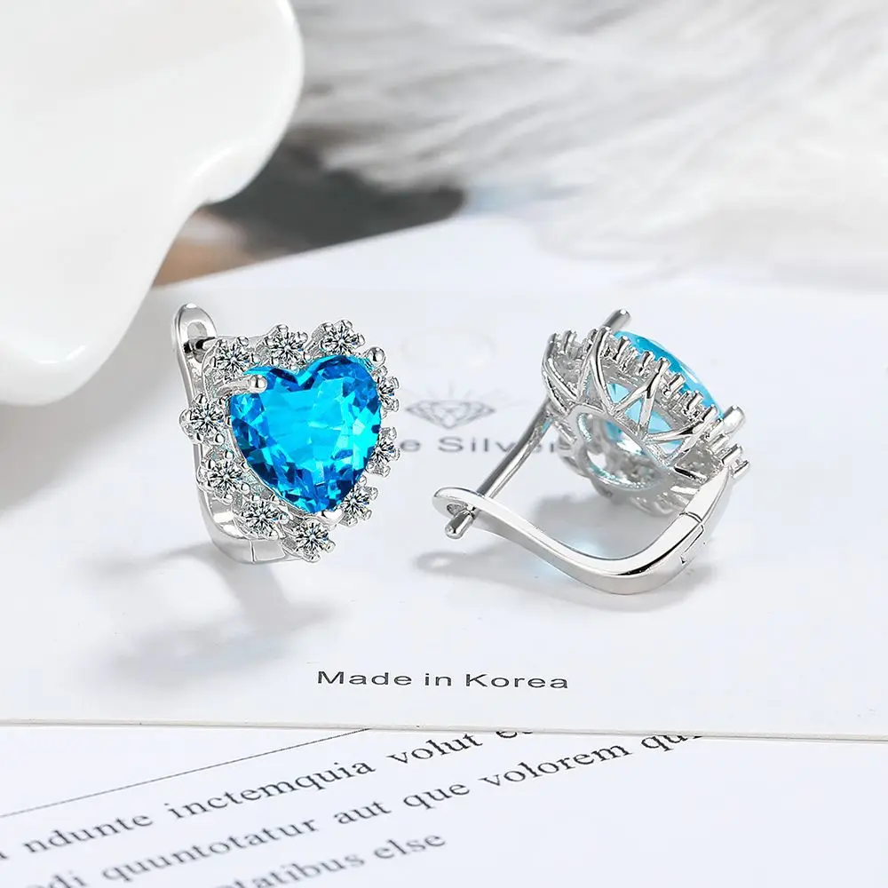 Heart-Shaped Zircon Jeweled Loving Heart Ear Clip Earring