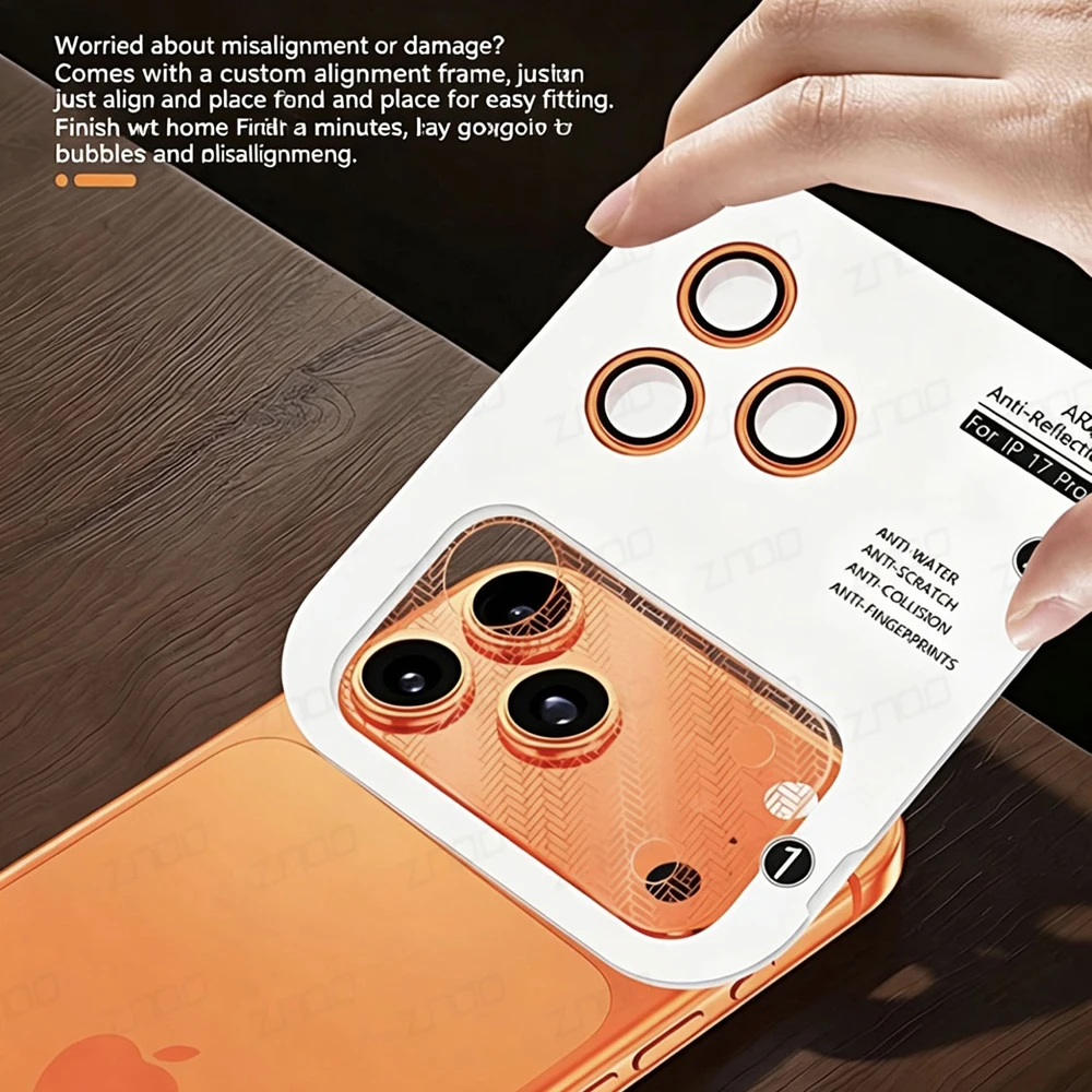 Premium Camera Lens Protector with Metal Mesh and Case Ring - Full Cover Glass with AR & AF Protection