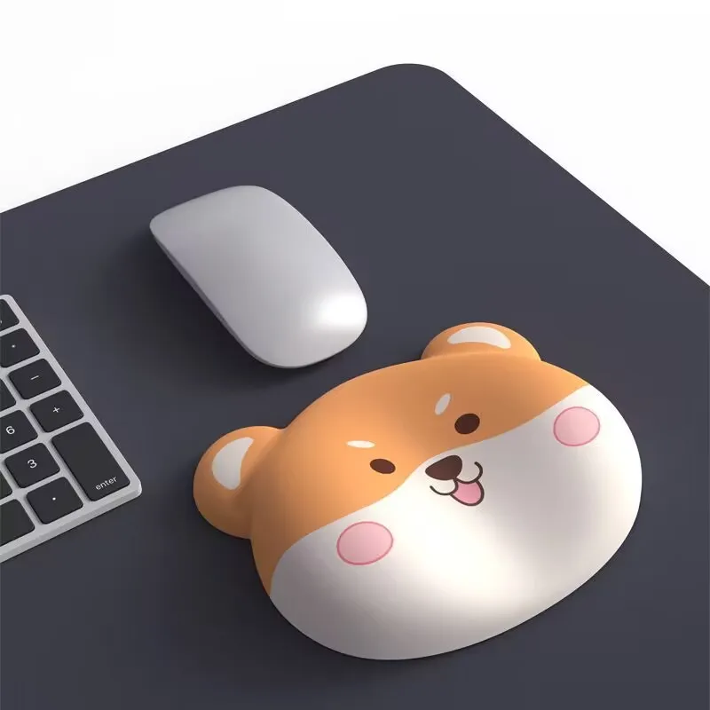 Ergonomic Mouse Pad Wrist Support,3D Gel Wrist Rest Non-Slip Animal Kawaii Corgi, Pain Relief Silicon Wrist Rest Pad for Student