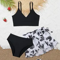 Child Swimsuits Girls High Waisted Print Bikini Set With Skirt 3 Piece Swimsuit Cute Bathing Suit Kids Swimwear Medium Bikinis 1