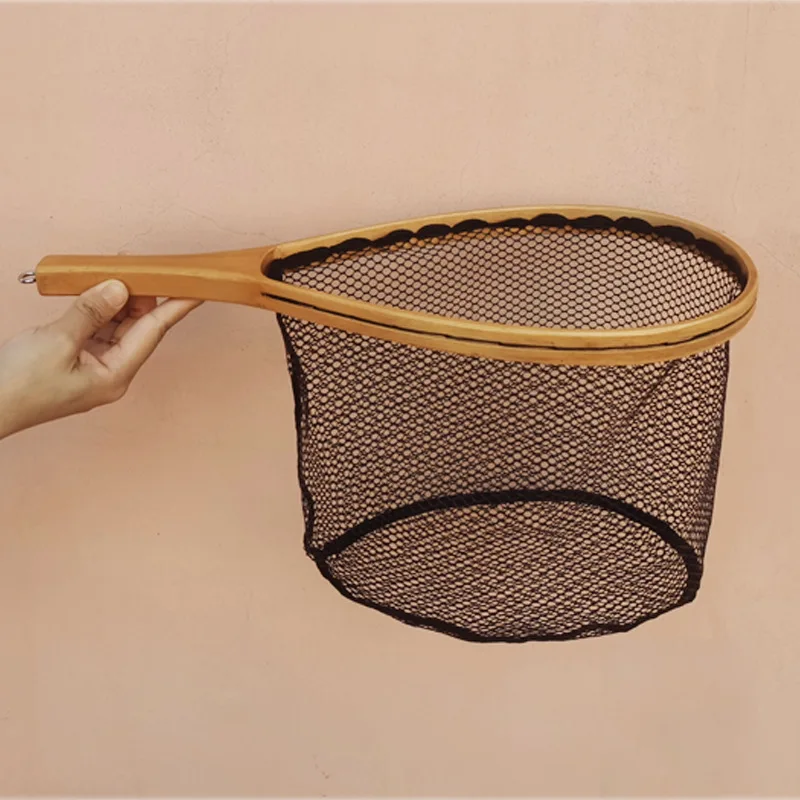 Portable Fly Fishing Hand Net Solid Wood Small Net Fly Fishing