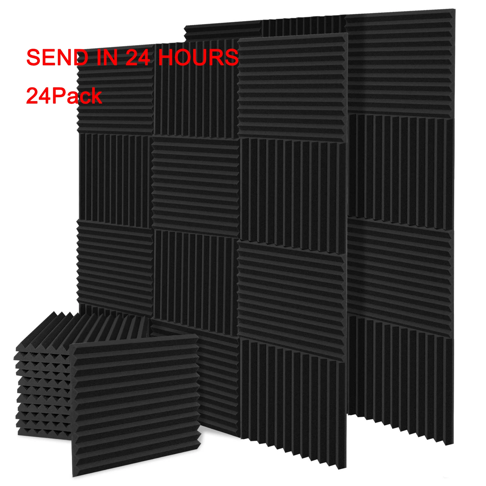 

24Pcs 30x30x2.5cm Studio Acoustic Soundproof Sponge Sound-Absorbing Noise Protective Foam KTV Room Sponge Pad Treatment Panel