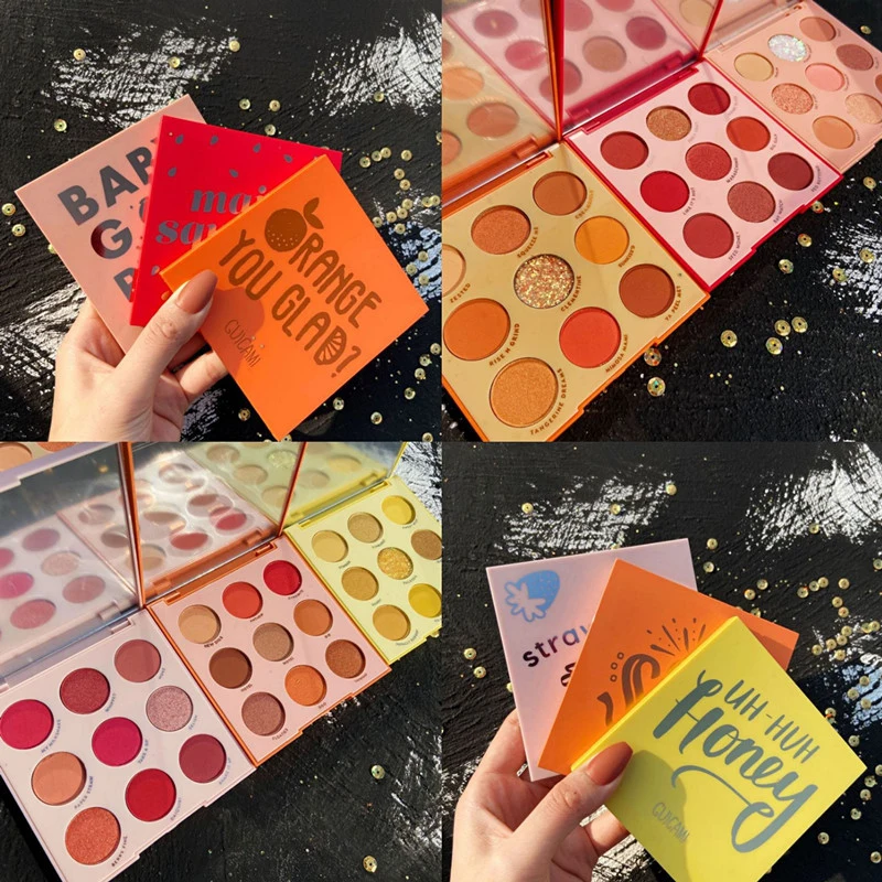 Red Glitter Mate Eyeshadow Pallete 9 Color Eyeshadow Palette Glitter Shiny Sequins Eye Pigments Colorful Eyes Makeup Cosmetics