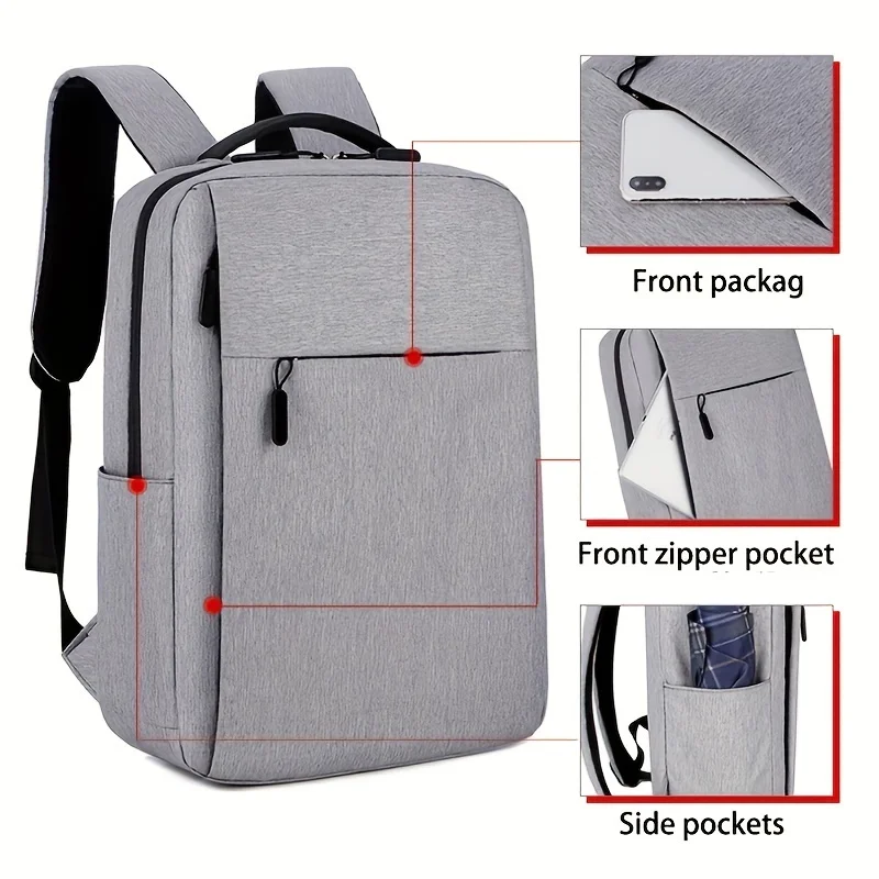 Large Capacity Travel Backpack, Zipper Closure, Men's Casual Computer Back Pack, Commuting Business Backpacks, Casual School Bag