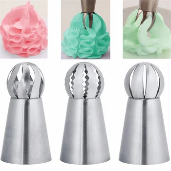 3PC Russian Piping Tips Icing Piping Tip Set Cake Decorating Supplies Decoration Tips Ball Piping Tips DIY Cake Decorating Tools