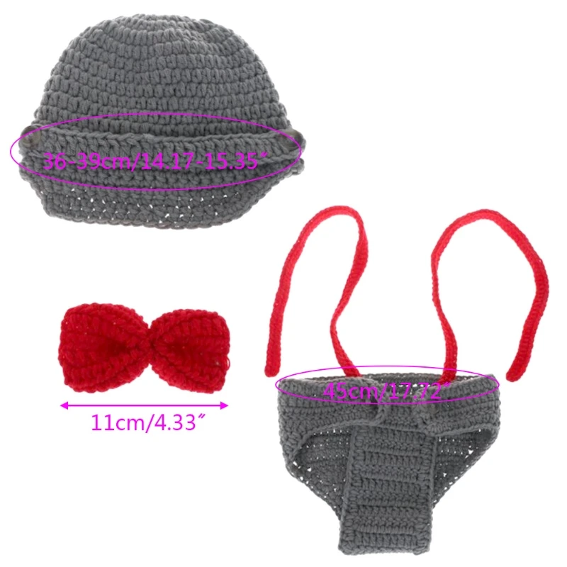 

Newborn Costume Infant Clothes Romper Outfit with Hat and Bow Picture Props Overalls Newborn Boys Girls