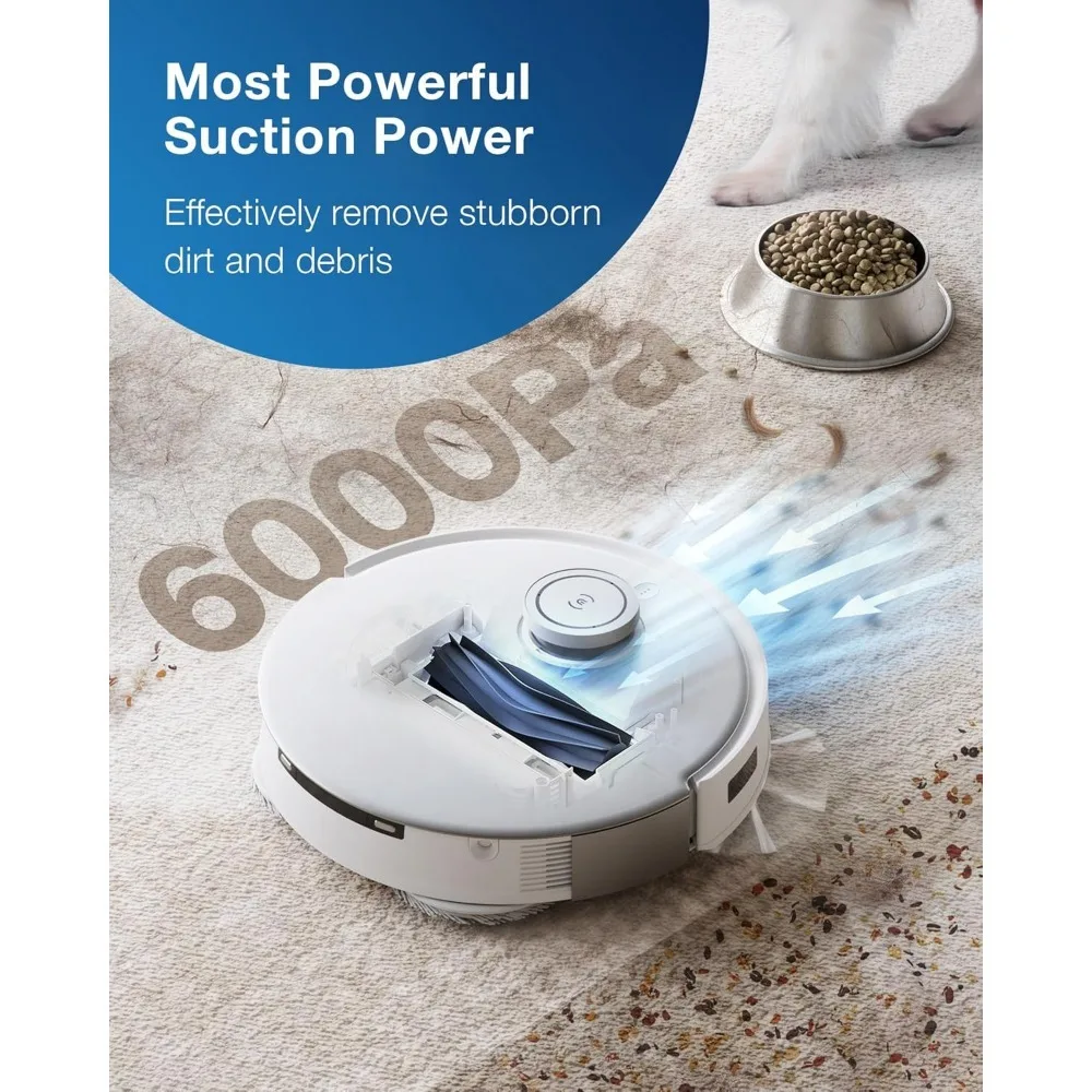 Commercial Wash Robots with Dual Spinning Mops, Robot Vacuum And Mop,Hot Water Mop Wash & Air-Dry, 9mm AutoMop Lift, Robots