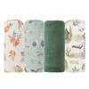 HappyFlute 120*110CM Digital Print 4PCS Set Bamboo Cotton 2Layer Super Soft Muslin Swaddle High Quality Wrap For Newborn Baby 1