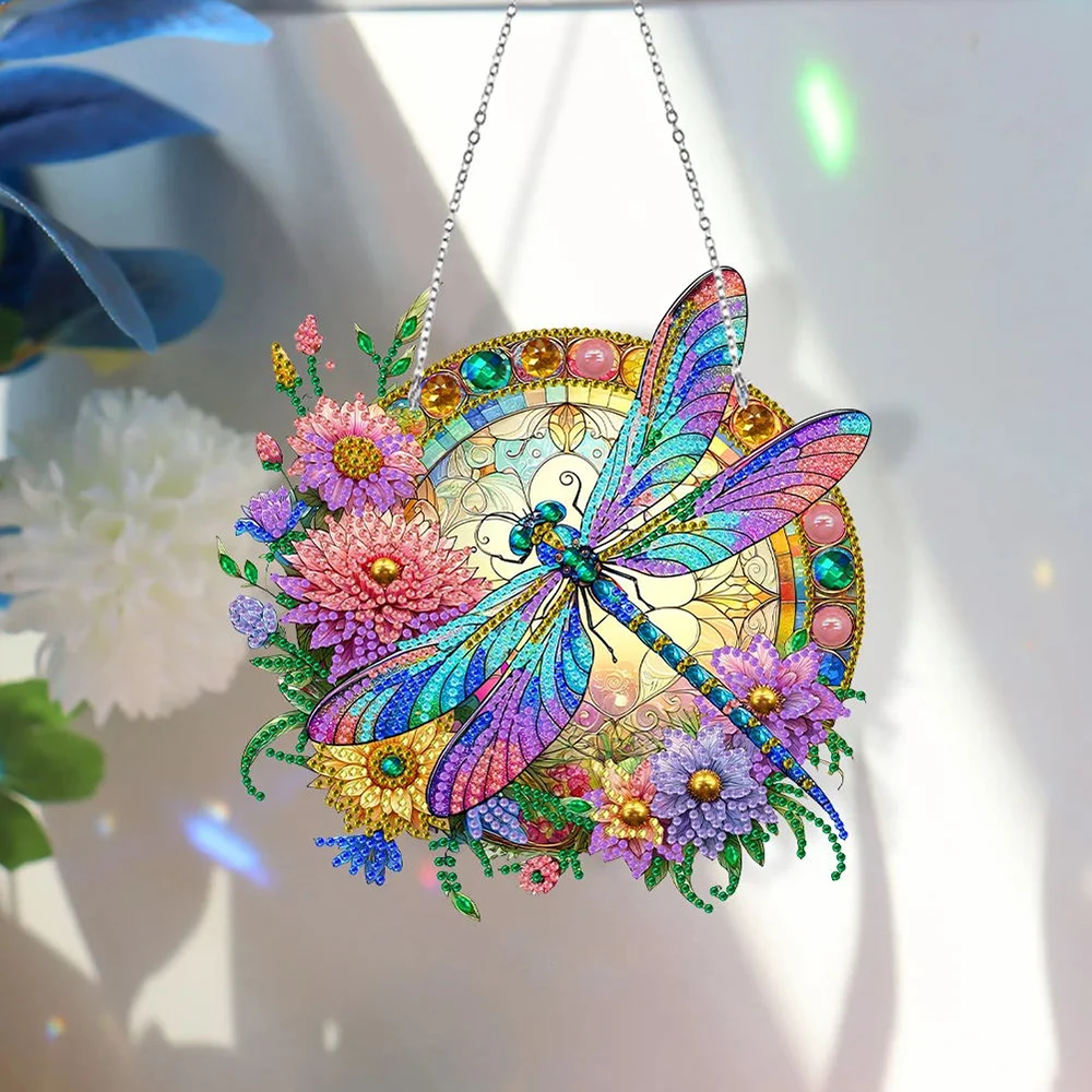 HOMFUN 5D DIY Diamond Painting Special Shape Drill Art Hanging Ornament Crystal Dragonfly Embroidery Rhinestone Home Decor