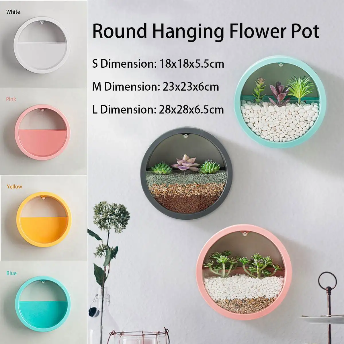 

Nordic Home Decoration Round Vase Wall Hanging Flower Pot Room Hanging Basket Flower Container Home Decoration Accessories