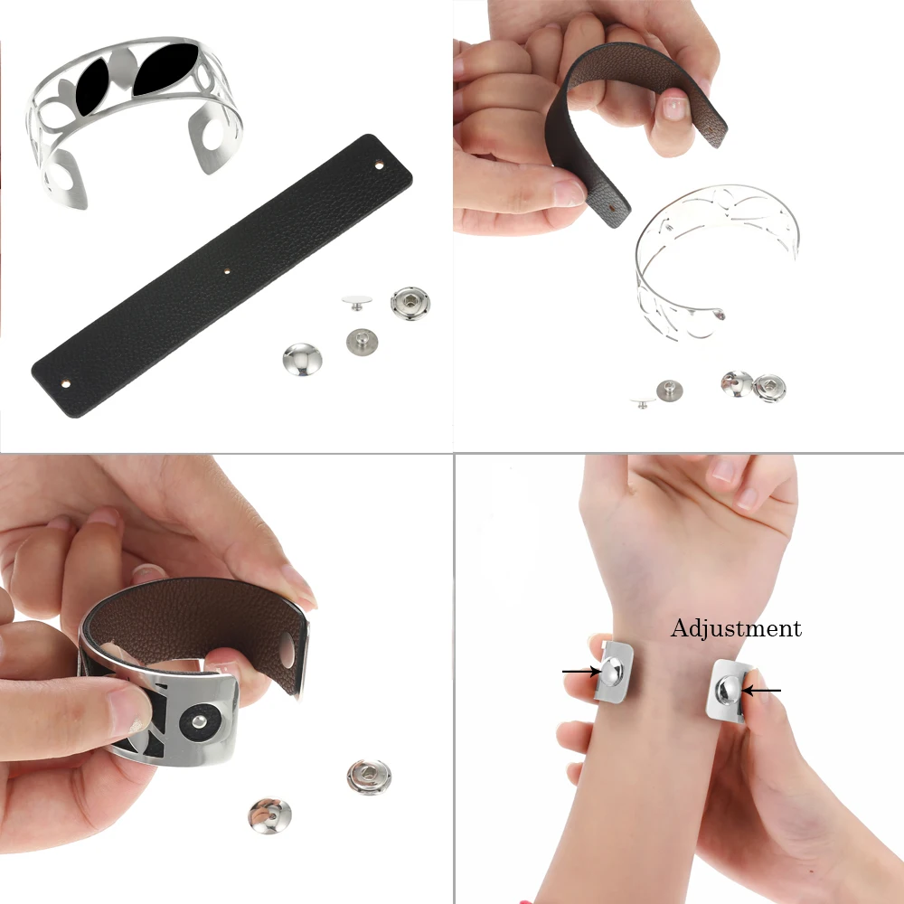 Legenstar Cuff Bracelets For Women Stainless Steel Leaf Bangle Manchette Reversible Leather Jewelry 2024 Valentine's Day Gift