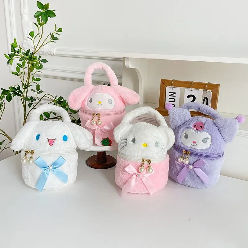 

Kuromi Sanrio Cinnamoroll Hello Kitty Anime Kawaii Handbag Cute Cartoon Plush Girls Coin Purse Commuter Package Storage Bag Gift