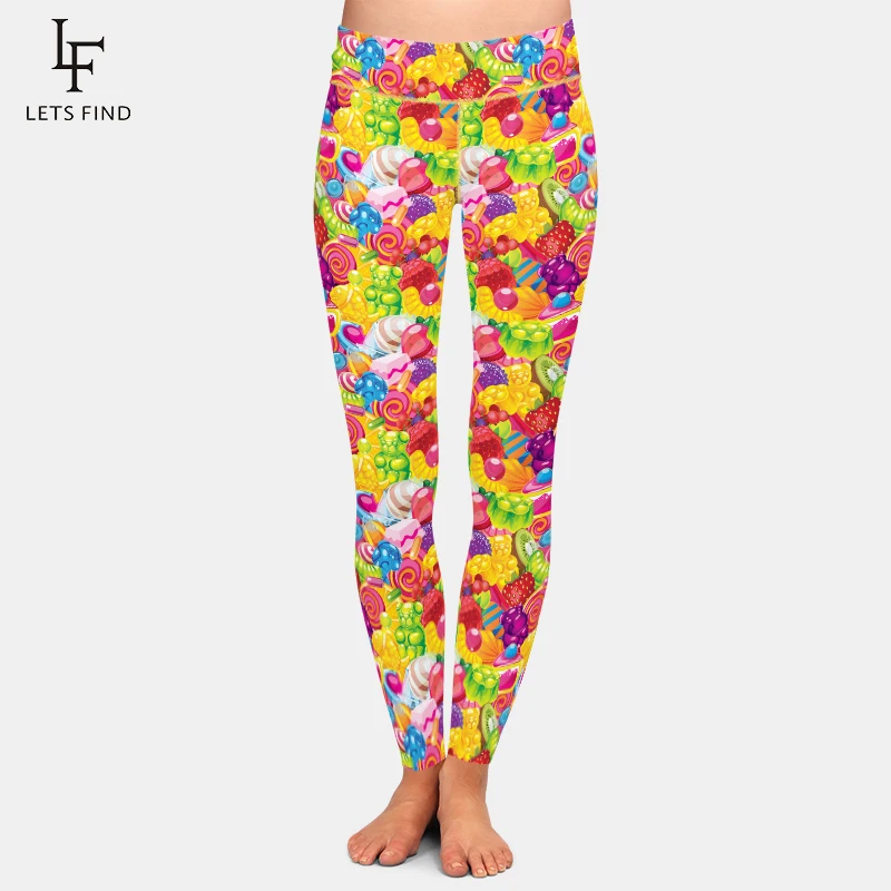 

LETSFIND Fashion High Quaility Women 3D Sweets and Fruits Print Pant High Waist Sexy Slim Fitness Elastic Girl Full Legging