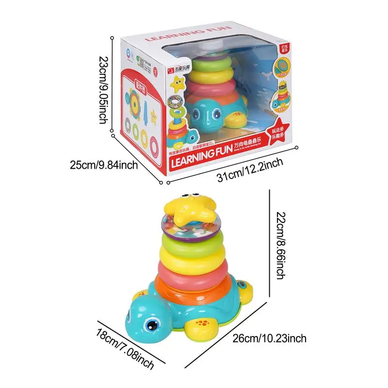 Kids Stacking Toys Montessori Shape Sorter Toy Early Educational Toys with Removable Turtle Base Cognitive Kids Interactive Toys