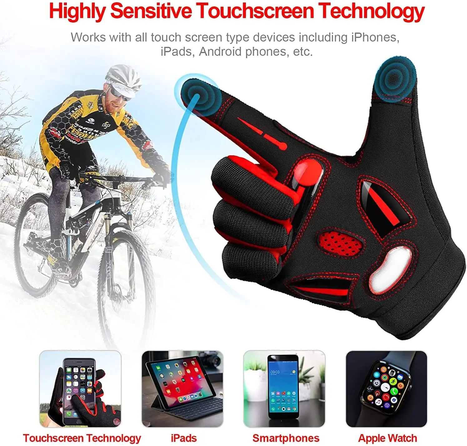 Racing Gloves Motocross Sports Gloves Breathable Non-slip MTB Road Bike Cycling Gloves Touch Screen Bicycle Gloves Men Women 5