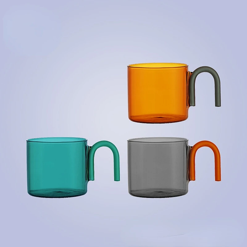

Nordic Colorful Heat-resistant Glass With Handgrip Creative Milk Cup Coffee Cup Household Water Cup Home Decoration Accessories