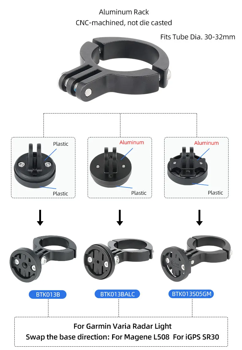 Description Picture 4 of itemBicycle Seat Post Rear Light Bracket for Garmin Varia Radar Rearview RTL510 515 500 Magene L508 Bryton R300L Lamp Stand
