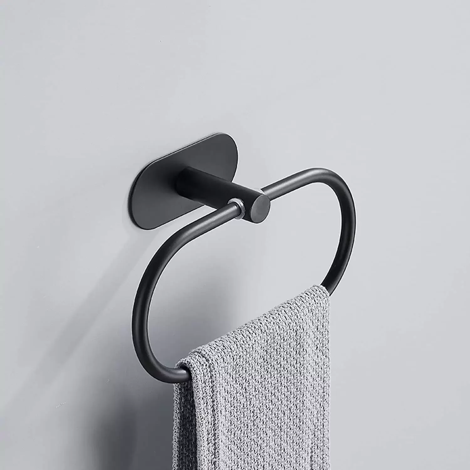 Stainless Steel Towel Holder Self-adhesive Bathroom Towels Rack Black Washhand Hanger Ring Rail Bar Kitchen Storage Accessories towel rack towel holder