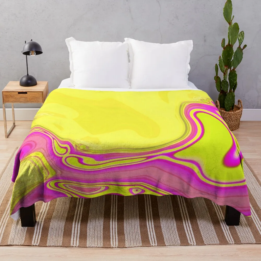 

preppy vivid neon colorful hot pink yellow swirlsThrow Blanket Blankets For Sofa