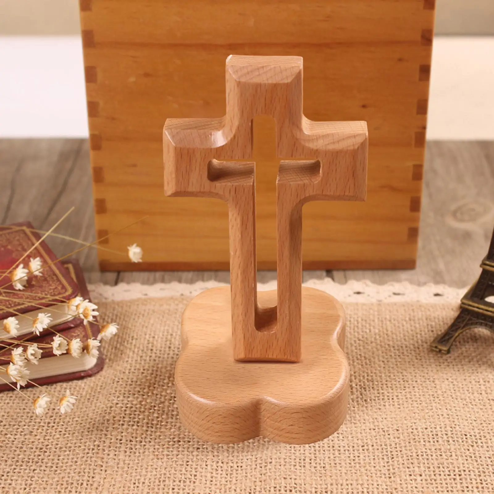 Cross Ornament Free Standing Collectible Figurine Crucifix for Home Decor Jesus Christian Catholic Church Religious Statue