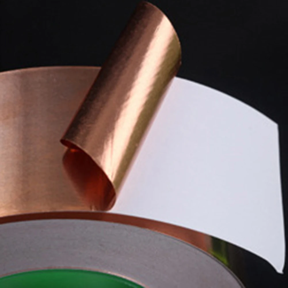 5m Conductive Copper Foil Tape Slug Repellent Tape Self Adhesive Snail Barrier Tape Double-sided 25mm for Electrical Repairs