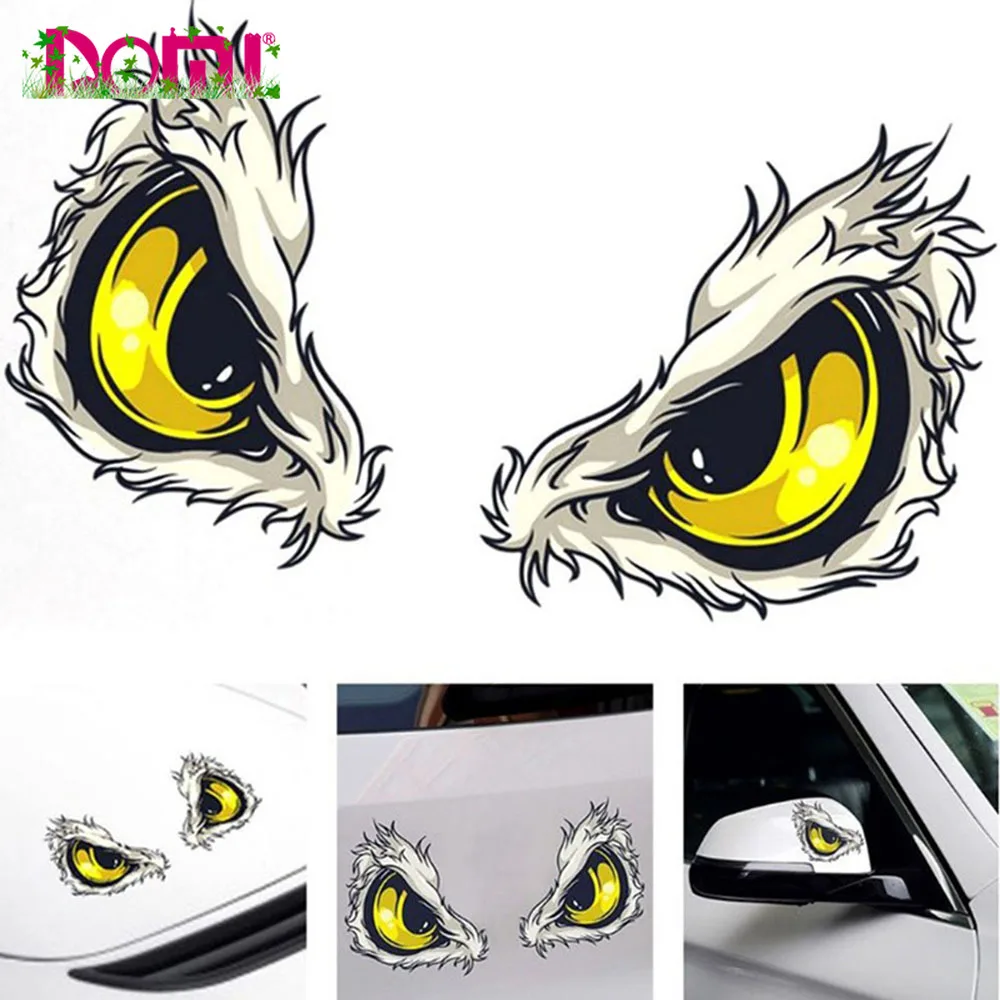 

DOMI Creativity Car Sticker 3D Eye Sticker Truck Motorcycle Waterproof Rearview Mirror Sticker Modeling Scraping Cover PVC