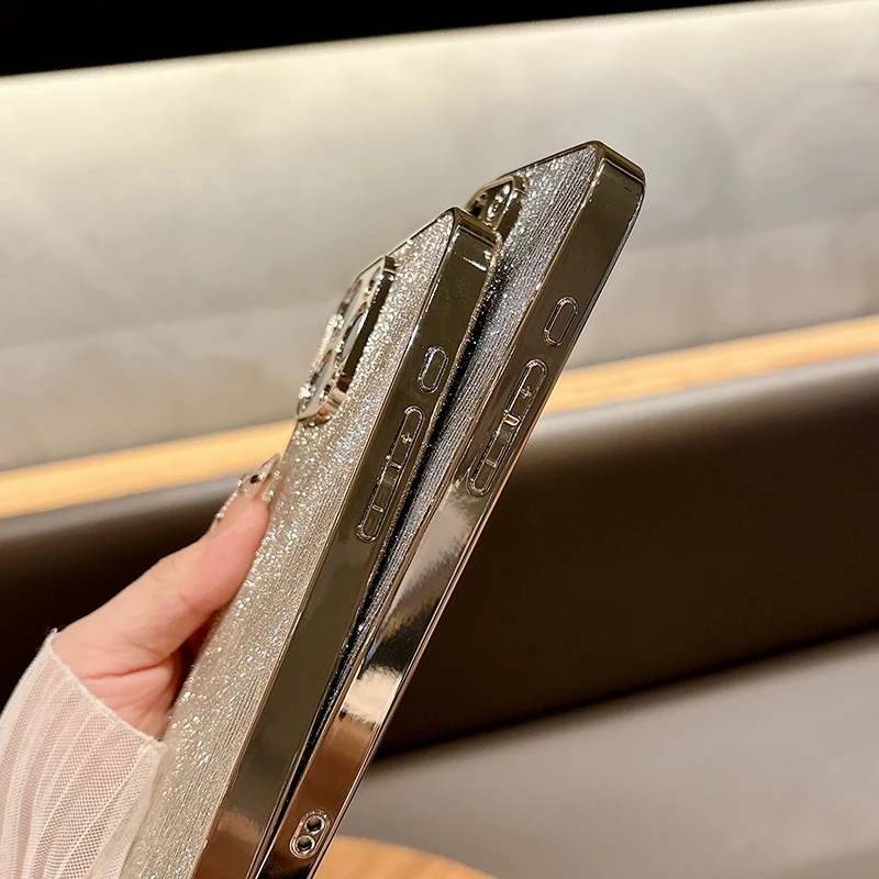 Luxury Glitter Plating Soft Bumper Bling Case with Hard Back Cover
