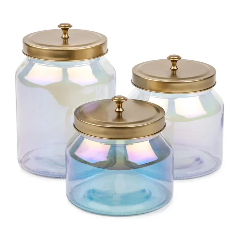 

Thyme & table rainbow glass storage jars, 3-piece set