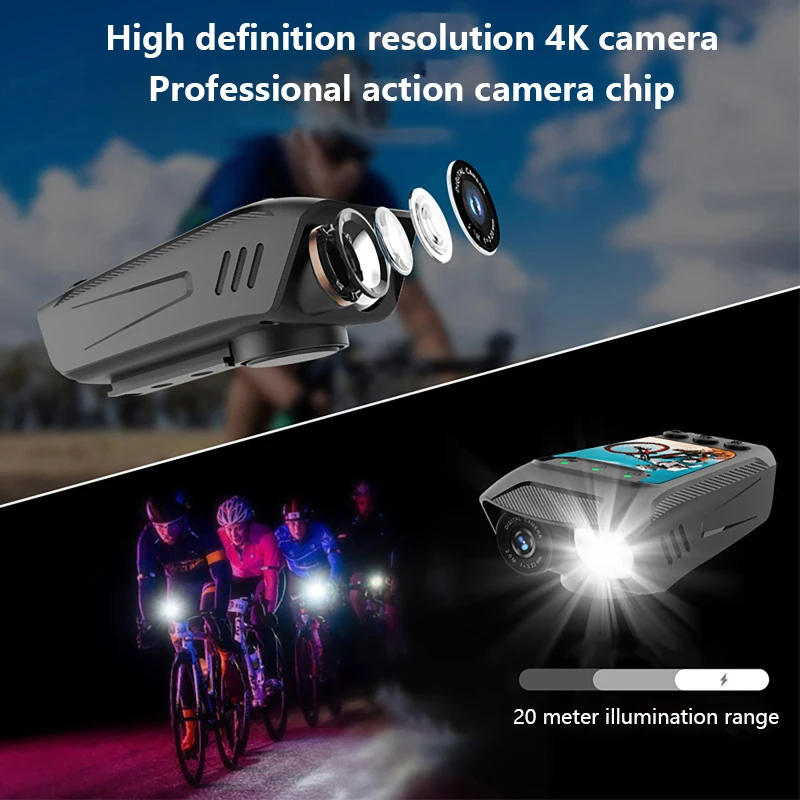 HD 4K 60FPS 액션 카메라 오토바이 자전거 헬멧 스포츠 DV 비디오 레코더 자동차 DVR 블랙박스 야외 자전거 감시