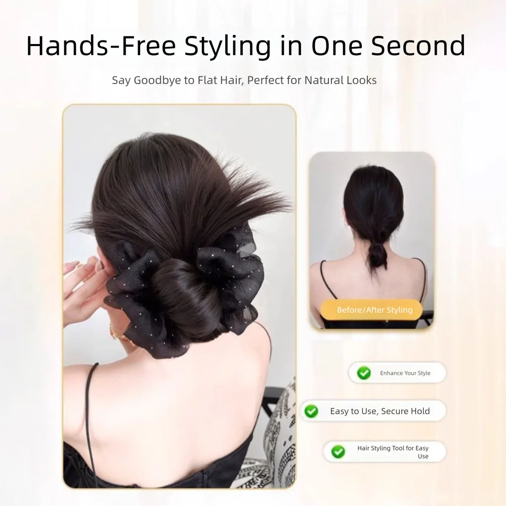 Neue synthetische Haarknoten-Klauenklammer, natürlich, mit Netz-Brötchenkopf, Perücke, flauschiges Haarteil, Haar-Accessoires, Haarklammern – Detail 11