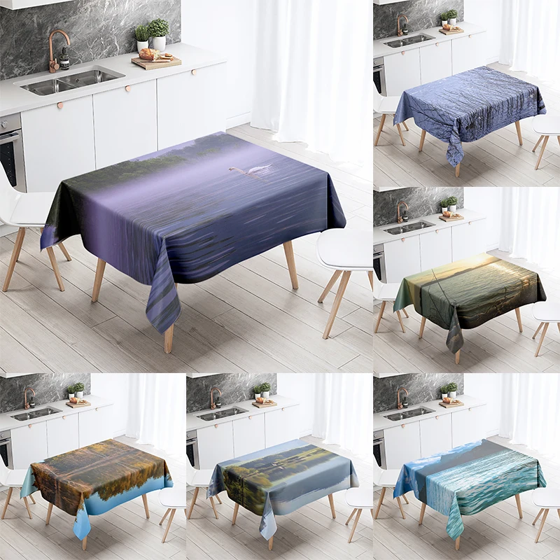 

Natural Landscape Tablecloth Party Restaurant Banquet Decoration Anti-Stain Waterproof Tablecloth Home Table Decoration