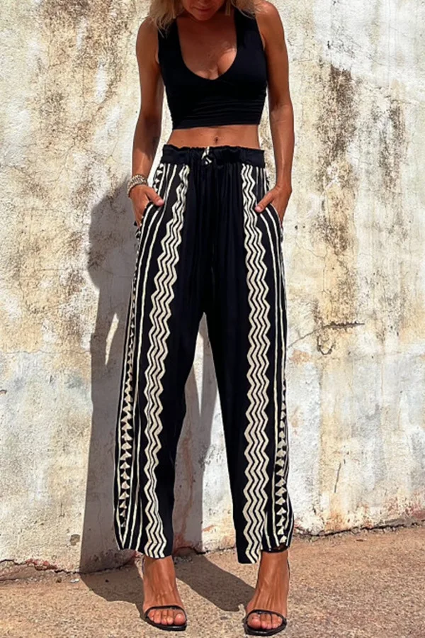 2024 Summer Street Hipster Women's Printed Haren Pants Mid-waist Casual Pants Ropa Mujer Juvenil Streetwear Women POLYESTER