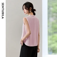 Chemisier sans manches en mousseline SENTUBILA pour femme, nouvelle collection été 2026, col en V droit, tenue de travail professionnelle, vêtements pour femme Q52VA0079 3