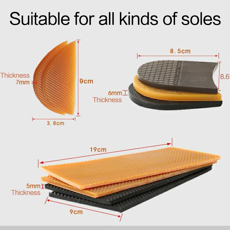 1 Pair DIY Replacement Shoe Soles Rubber Heel Anti Slip Repair Outsole Soft Flat Thicken Elastic Rubber Protector For Men Women - Image 5