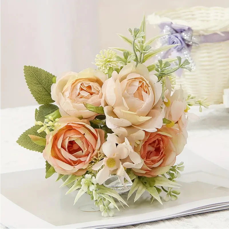 Artificial Peony Flower Bouquet Outdoor Fake Spring Summer Real Touch for Wedding Party Home