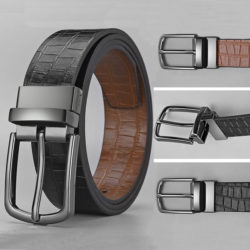 

3.6cm Double-sided Usable Casual Men's Belt Alloy Rotating Pin Buckle Business Belt for Men All-match Designer Waistband