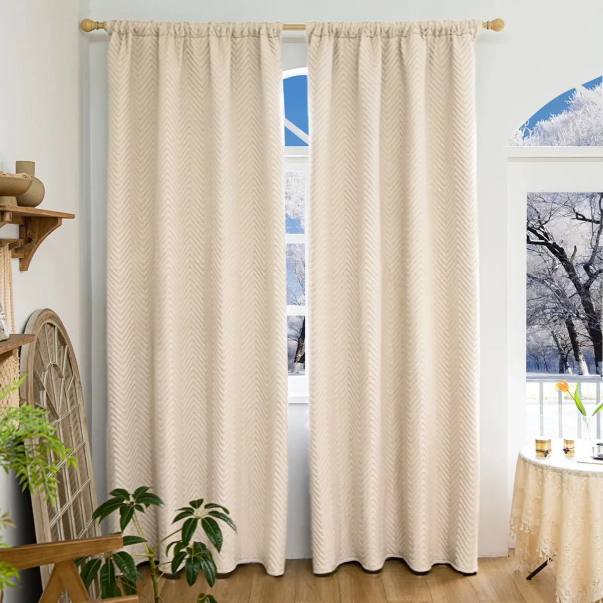 Blackout Thermal Curtains - Heavy Duty Quilted Window Drapes for Living Room