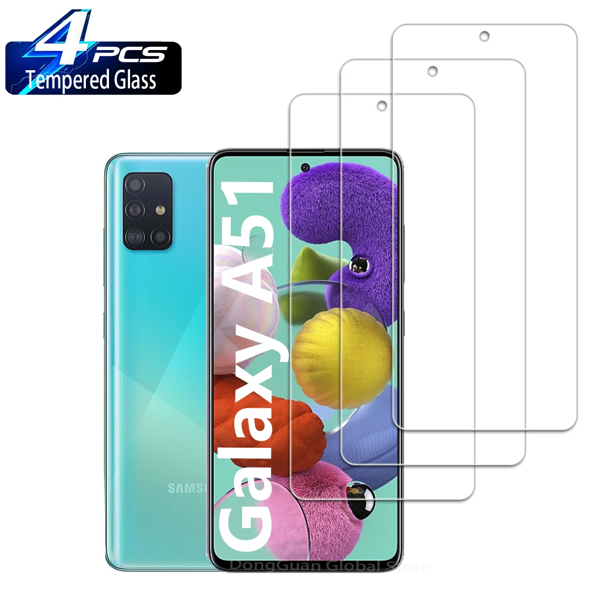 2/4Pcs Tempered Glass For Samsung Galaxy A51 Screen Protector Glass Film 2 in 1 tempered glass for samsung galaxy a51 a71 a50 camera lens film screen protector protective glass on samsung a51 a71 glass