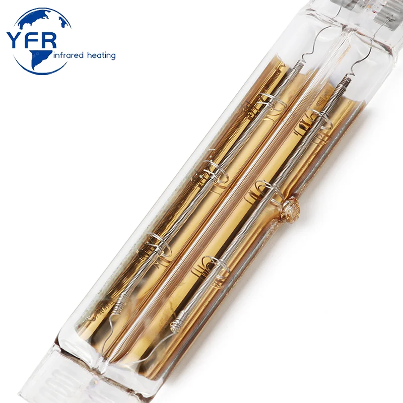 Gold reflector 400mm 380V 1800W Infrared Halogen Heater Parts Twin Tube Infrared Heating Lamp