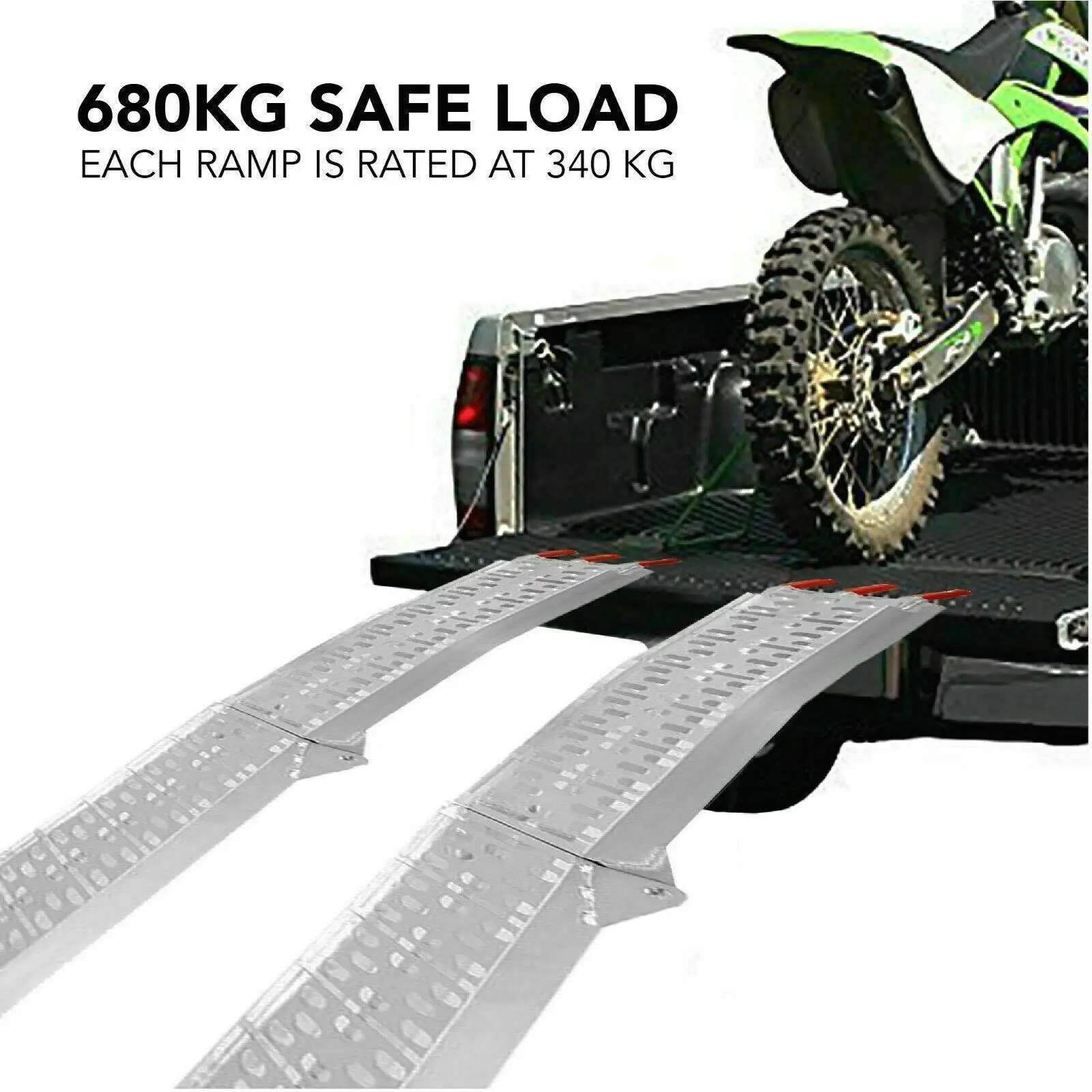 D2U Aluminum Folding Loading Ramps, 680kg Capacity-Heavy-Duty for atvs , Motorcycles, Ride-On Lawnmowers-Foldable Design,