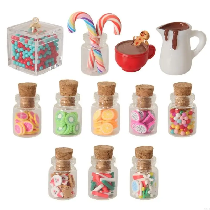 12 stücke Miniatur Weihnachten Süßigkeiten Flaschen Set 1/12 Puppenhaus Zubehör Mit Bunten Scheiben Handwerk Modell Szene A2UB – Detail 3