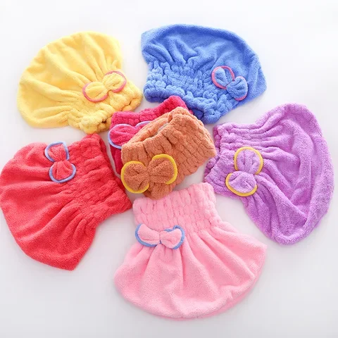 

Quick Hair Drying Microfibre Bath Towel Spa Bowknot Wrap Cap Bonnets For Women Designer Shower Cap Bathroom Accessories