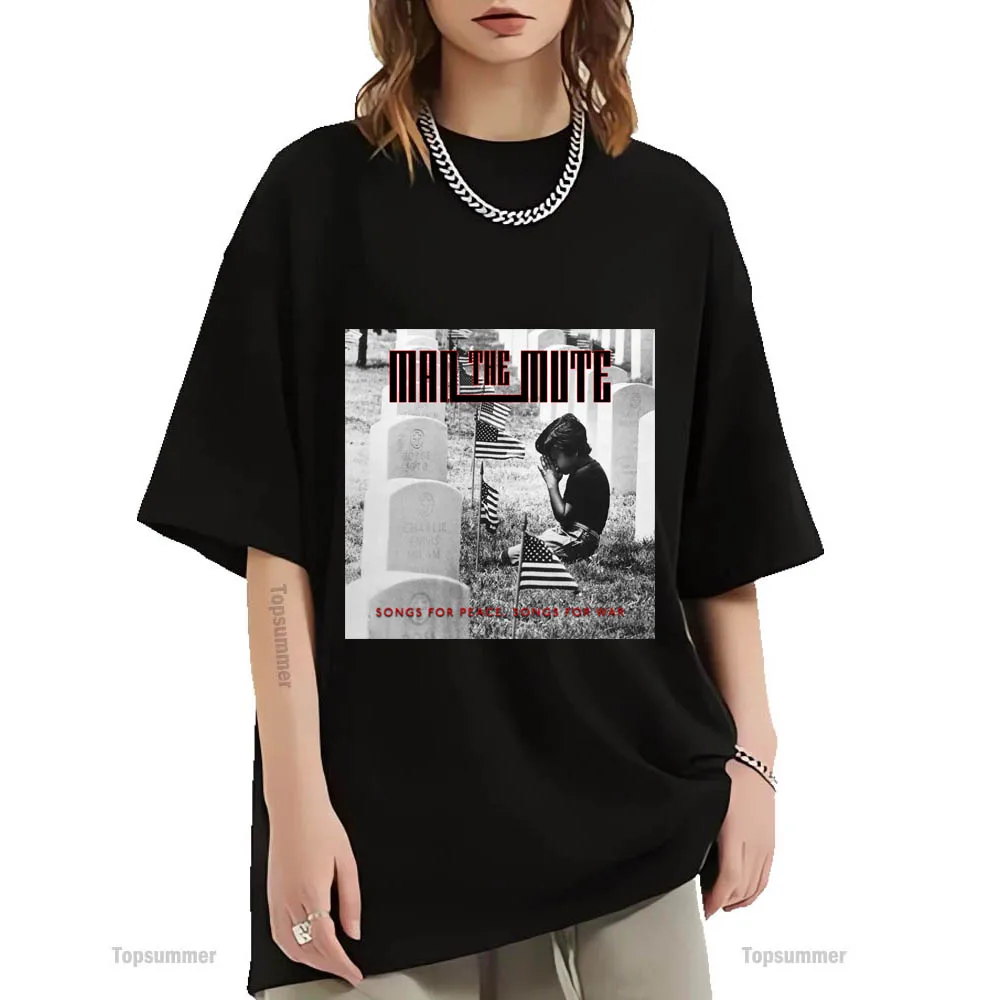 

Футболка мужская с надписью «Песни за мир», «Песни за войну», черная футболка с надписью «The Mute Tour» в готическом стиле, рок