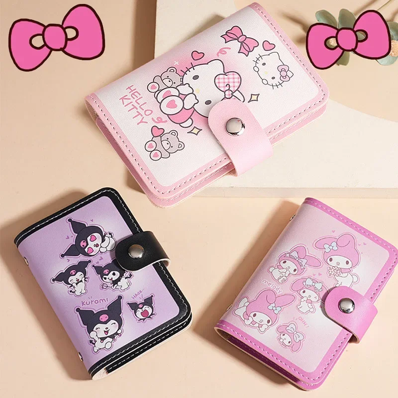 

Sanrio My Melody Wallet Bag Hello Kitty Bank Card Bag Kawaii Id Credit Card Holder Cartoon Kuromi Cinnamoroll Bag Pu Mini Album