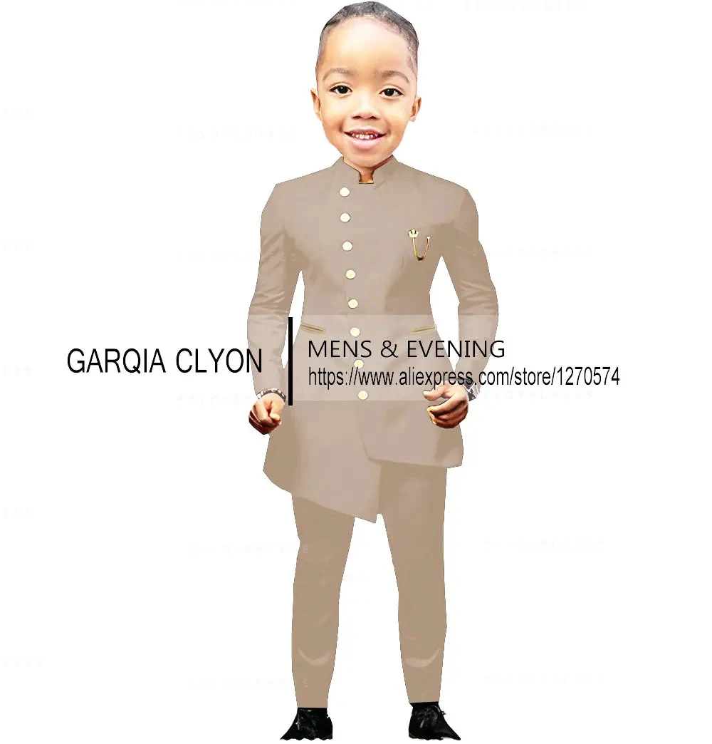 Fashion Suit for Boys Wedding Tuxedo Indian Style Jacket Pants 2 Pieces Slim Fit Kids Fashion Party Dress Child Clothes boys suits