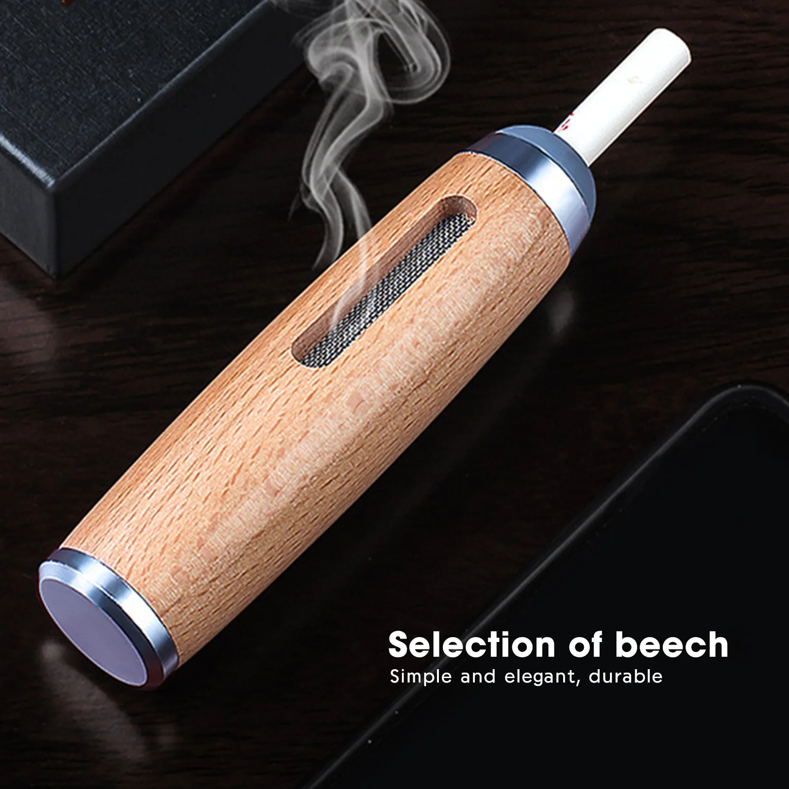 

Mini Car Ashtray Wood Non-dropping Ashtray Portable Car Smoking Non-projectile Ashtray Special Cigarette Holder Ash Organizer